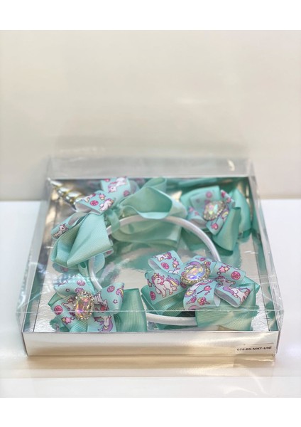 Mint 4'lü Kristal Taşlı Unicornlu Anne Kız Bebek Kombin Taç Toka Seti fiyatları