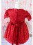 Lilipoupee Kırmızı Renk Dantelli Şakayık Güllü Zarif Elbise