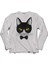 Hıpster Cat Hipstır Kedi Wıth Glasses Gözlük 3 Uzun Kollu Sweatshirt 1
