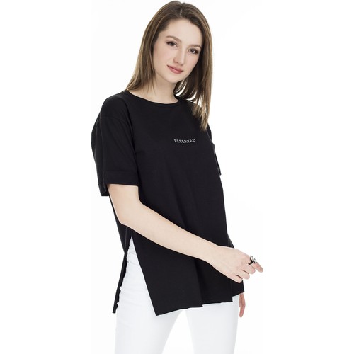 Lela Bisiklet Yaka Yırtmaç Detaylı T-Shirt 5411068