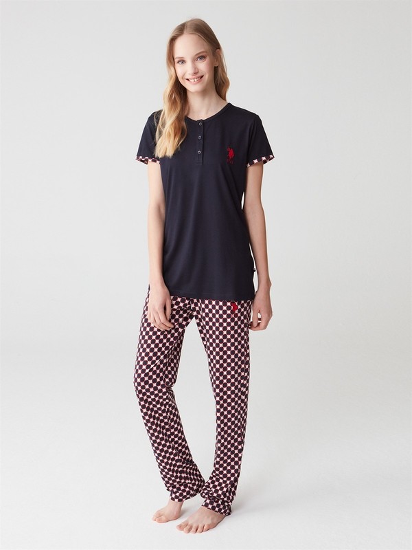 U S Polo Assn 16300 Patli Kadin Pijama Takimi Lacivert Fiyati