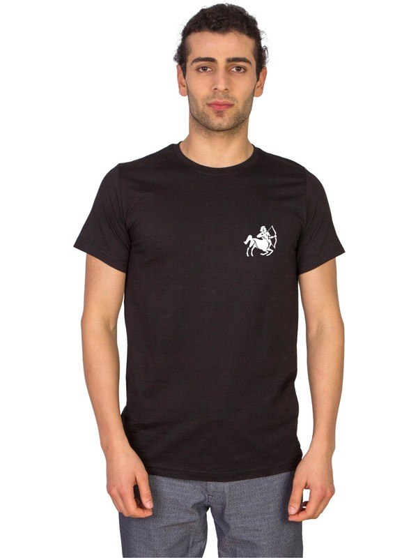 Pamusan Burç Baskılı Siyah T-Shirt - Yay Burcu