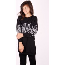 Toontoy Kız Çocuk Yazı Baskılı Elbise