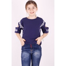 Toontoy Kız Çocuk Kol Detaylı T-Shirt