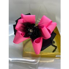 Queen Accessories Neon Pembe Çiçek Broşlu Luxury Anne Kız Çocuk  Kına Düğün Tak Çıkar Taç