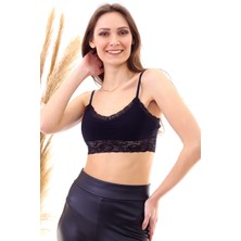 Miss Lusi 20040410 Süpren Askılı Şerit Dantelli Büstiyer Siyah XL