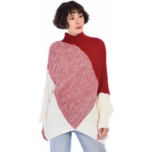 Miss Lusi 8400017 Triko Patchwork Desenli Tunik Kırmızı S - M