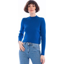 Miss Lusi 8456139 Triko Yarım Balıkçı Kısa Kazak Saks S - M