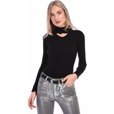 Miss Lusi 9390250 Fitilli Önü Açık Yarım Balıkçı Uzun Kol Triko Siyah S - M