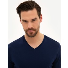 Pierre Cardin Erkek Lacivert Slim Fit Basic Tişört 50218576-VR033