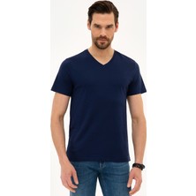 Pierre Cardin Erkek Lacivert Slim Fit Basic Tişört 50218576-VR033