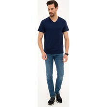 Pierre Cardin Erkek Lacivert Slim Fit Basic Tişört 50218576-VR033