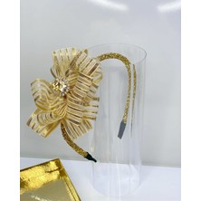 Queen Accessories Gold Kristal Taşlı Şerit Kurdele  Luxury Anne Kız Çocuk Hediye Kına Düğün Tak Çıkar Taç