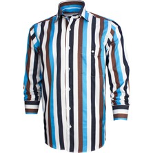 Varetta Uzun Kol Çizgili Mavi Erkek Gömlek