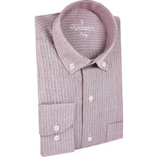 Varetta Uzun Kol Çizgili Pembe Erkek Gömlek