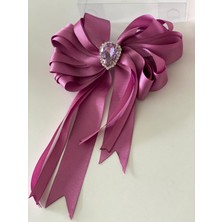 Queen Accessories Mor Kristal Taşlı Fiyonklu Klipsli Toka