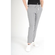 Luppo Club Marina Çizgili Yazlık Slim Fit Siyah Erkek Pantolon