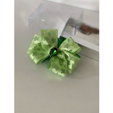 Queen Accessories Yeşil Damla Taşlı Yıldız Desenli Klipsli Toka