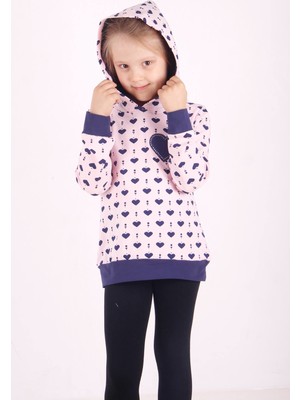 Toontoy Kız Çocuk Komple Kalp Desenli Sweatshirt