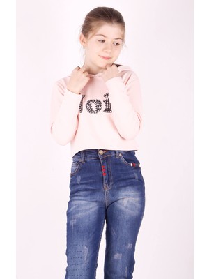 Toontoy Kız Çocuk Taş İşlemeli Kapüşonlu Sweatshirt