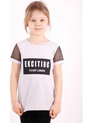 Toontoy Kız Çocuk Kolları Fileli Baskılı T-Shirt