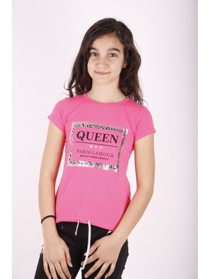 Toontoy Kız Çocuk Queen Varak Leoapar Baskılı T-Shirt