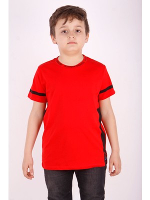 Toontoy Erkek Çocuk Yaka ve Arkası Baskı Detaylı T-Shirt