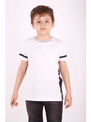 Toontoy Erkek Çocuk Yaka ve Arkası Baskı Detaylı T-Shirt