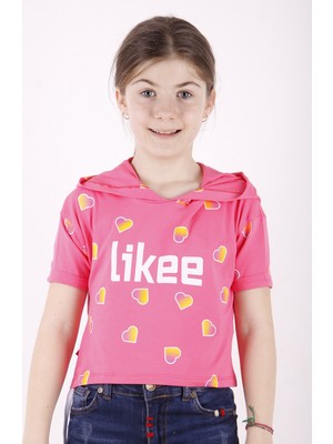 Toontoy Kız Çocuk Likee Baskılı Kapüşonlu T-Shirt