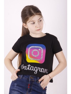 Toontoy Kız Çocuk Instagram Baskılı T-Shirt