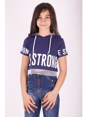 Toontoy Kız Çocuk Be Strong Baskılı Kapüşonlu T-Shirt