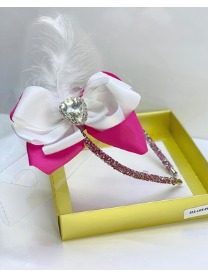 Queen Accessories Neon Pembe  - Kristal Taşlı  Luxury Anne Kız Çocuk  Kına Düğün Tak Çıkar Taç