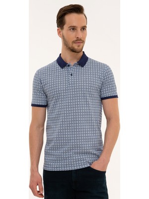 Pierre Cardin Erkek Lacivert Slim Fit Baskılı Polo Yaka Tişört 50220887-VR003