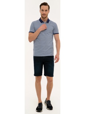 Pierre Cardin Erkek Lacivert Slim Fit Baskılı Polo Yaka Tişört 50220887-VR003