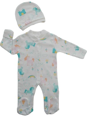 Minimus Unicorn Gökkuşağı Desenli Tulum Set 3 - 6 Ay