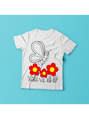 T-Moni Design Boyanabilir Kelebek Desenli Erkek Çocuk Tişörtü