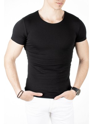 Deepsea V Yakalı Likralı Dar Kesim Erkek Tişört