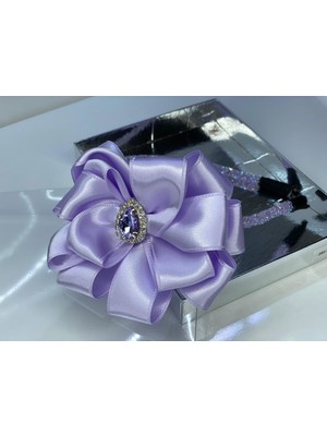 Queen Accessories Lila  Kristal Taşlı Saten Luxury Anne Kız Çocuk Hediye Kına Düğün Tak Çıkar Taç