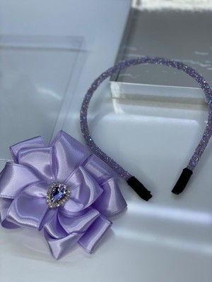 Queen Accessories Lila  Kristal Taşlı Saten Luxury Anne Kız Çocuk Hediye Kına Düğün Tak Çıkar Taç