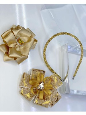 Queen Accessories Gold Kristal Taşlı Luxury Anne Kız Çocuk Hediye Kına Düğün Tak Çıkar Taç