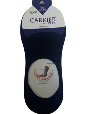 Carrier Plus Bambu Dikişsiz Erkek Babet Çorap  Kaymaz SilikonluSiyah 12' li