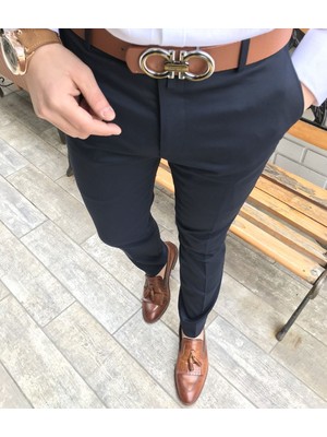 Terzi Adem İtalyan Kesim Slim Fit Lacivert Kumaş Pantolon T3486