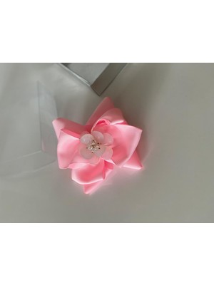 Queen Accessories Pembe Çiçek Broşlu  Klipsli Toka