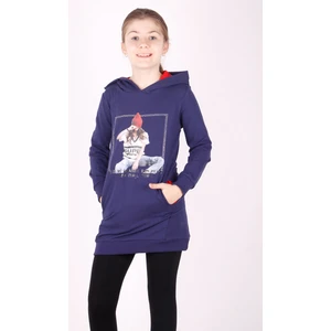 Kız Çocuk Bereli Kız Baskılı Kapüşonlu Elbise