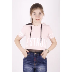 Kız Çocuk Be Strong Baskılı Kapüşonlu T-Shirt