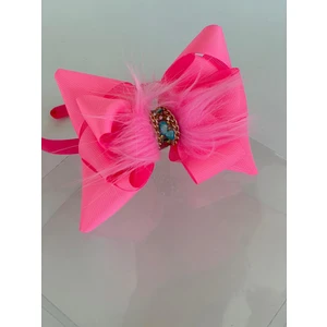 Queen Accessories Neon Pembe Şerit Taşlı Tüylü Anne Kız Çocuk Bebek  Taç