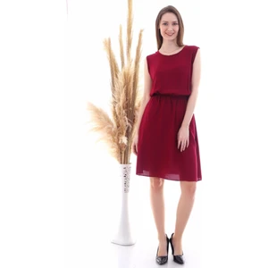 Cotton Mood 9315020 Dok.viskon Desenli Cepli Kolsuz Elbise Bordo