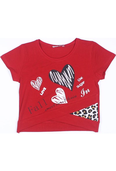 Littlestar Kız Çocuk Leopar parçalı Kısa T-Shirt