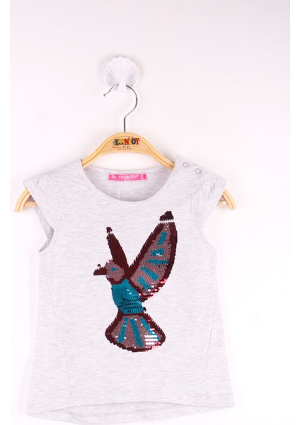 Kız Bebek T-Shirt Pullu Kuş Baskı