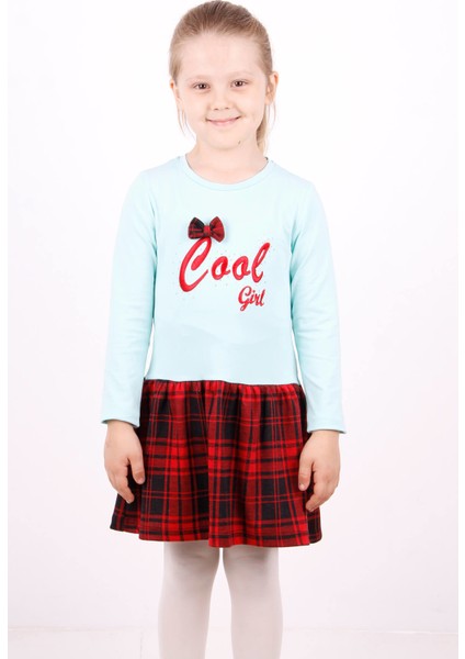 Kız Çocuk Cool Yazı Nakışlı Elbise